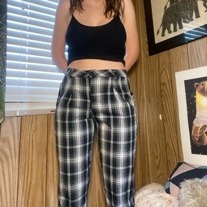 High waisted plaid pants